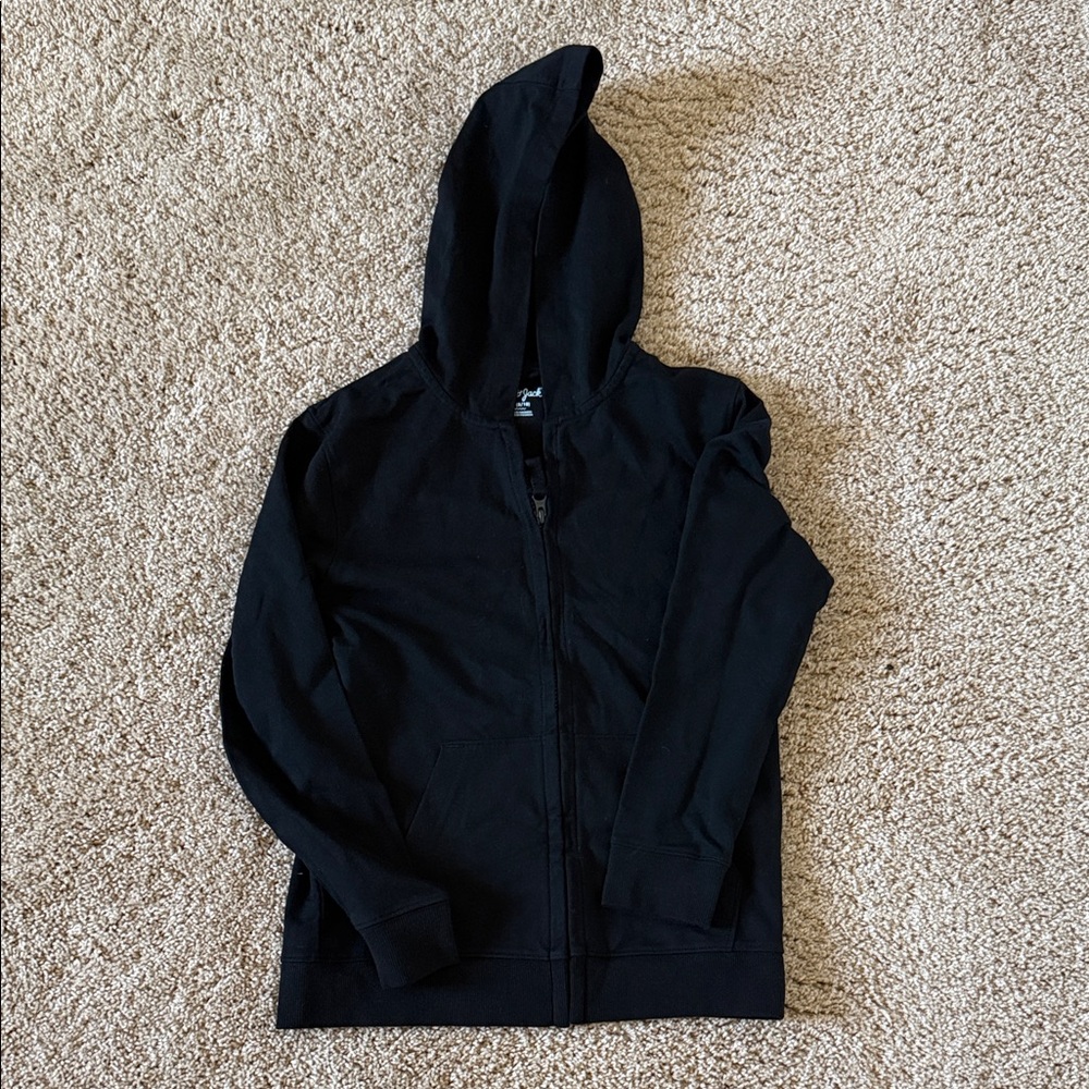 NWT Cat‎ & Jack Kids Boy Size M (8-10) Black Hooded Jacket Zip Up Casual Winter